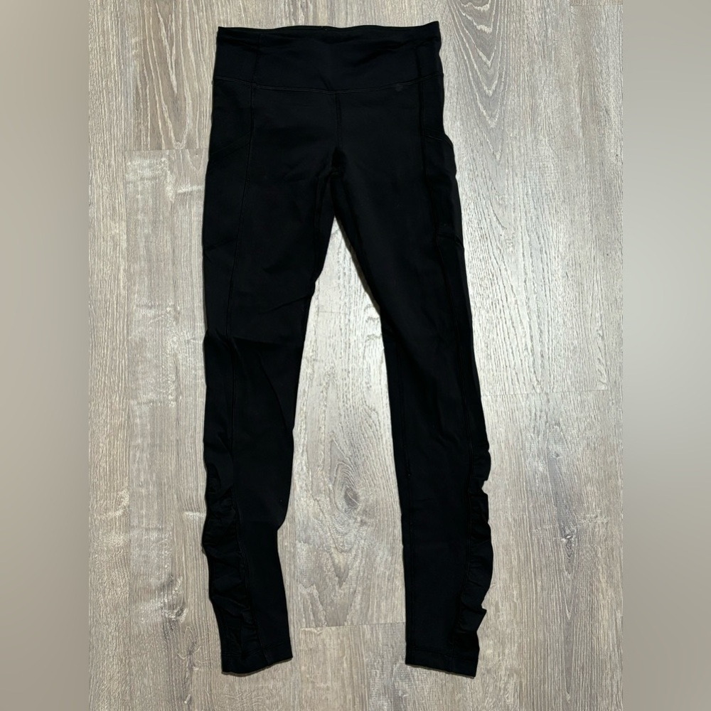 Lululemon Womens Pull On High Rise Pants Leggings Solid Black Size 4